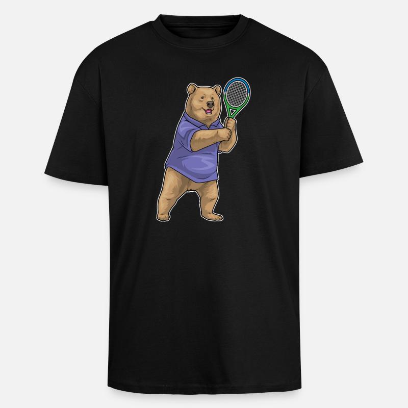 Raquette de tennis Bear - T-shirt unisexe oversize épais - noir