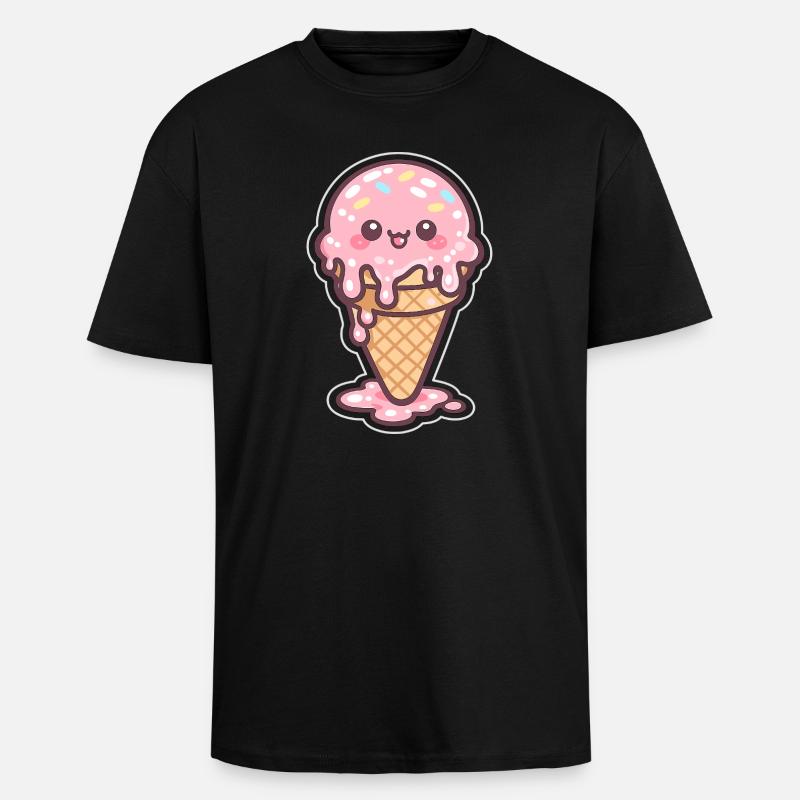 Kawaii Eiscreme mit Sprinkles - Oversized Heavyweight Unisex T-Shirt - Schwarz