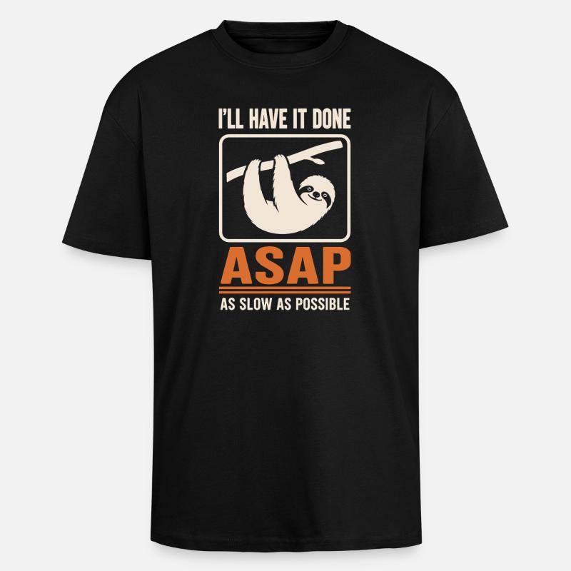 ASAP Langsam Sloth Motiv - Oversized Heavyweight Unisex T-Shirt - Schwarz