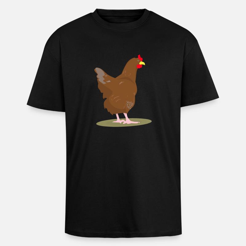 HUHN - HAHN - EIER - Oversized Heavyweight Unisex T-Shirt - Schwarz