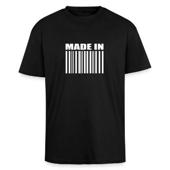Code-barre - T-shirt unisexe oversize épais - noir - Devant - Alina (178cm) & Michal (187cm)