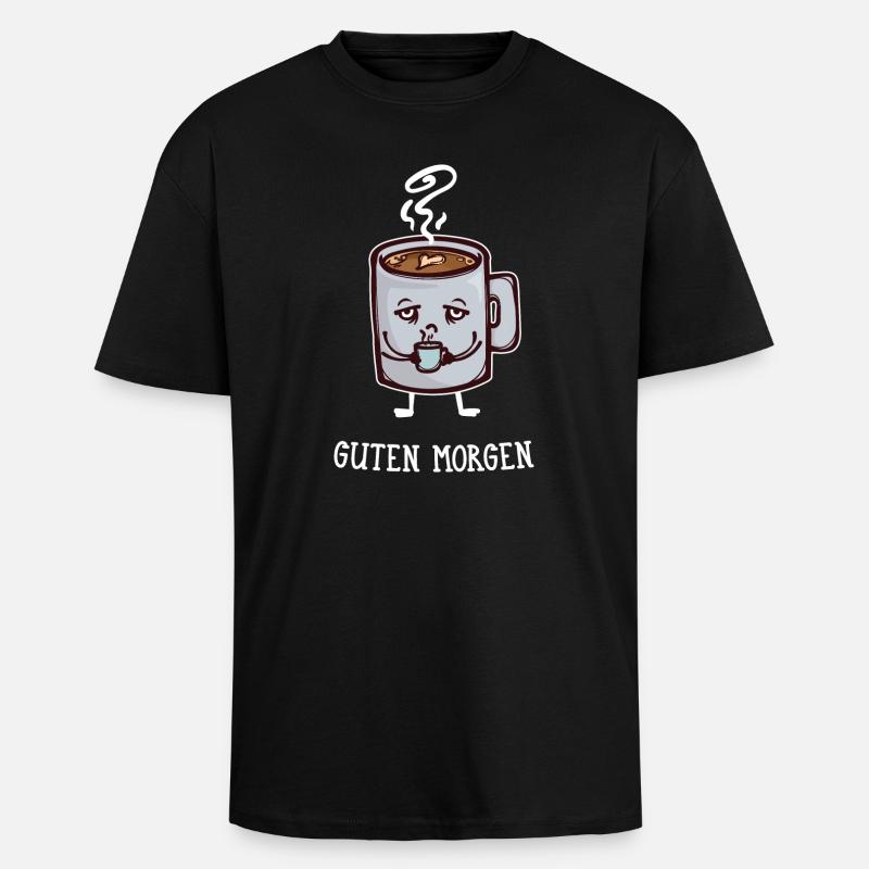 Frühstück Kaffee Koffein Statement Kaffeetrinker - Oversized Heavyweight Unisex T-Shirt - Schwarz