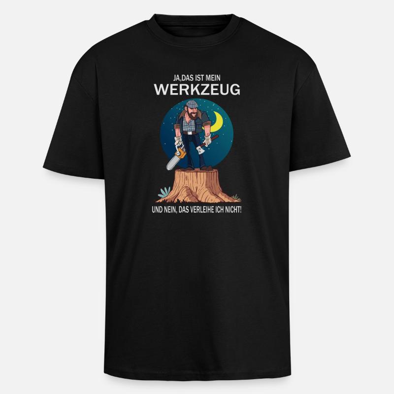 Lumberjack and his tools - Unisex Oversized Heavyweight T-shirt - black