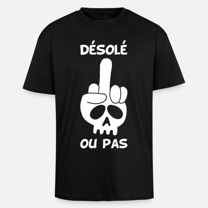 Crâne blanc malpoli - T-shirt unisexe oversize épais - noir