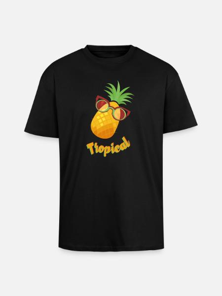 Tropical pineapple with sunglasses - Unisex Oversized Heavyweight T-shirt - black