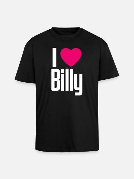 J’aime Billy Coeur Rose J’aime Billy - T-shirt unisexe oversize épais - noir