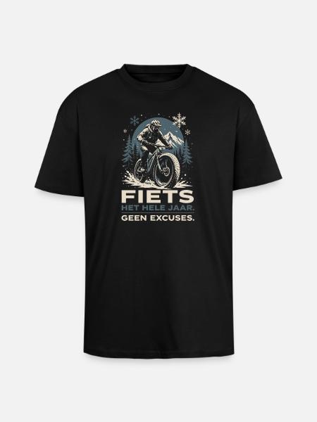 Vélo Toute l'Année - Pas d'Excuses Design - T-shirt unisexe oversize épais - noir