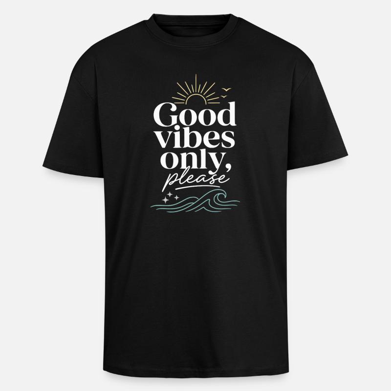Gute Vibes Nur Bitte – Sonne & Meer - Oversized Heavyweight Unisex T-Shirt - Schwarz
