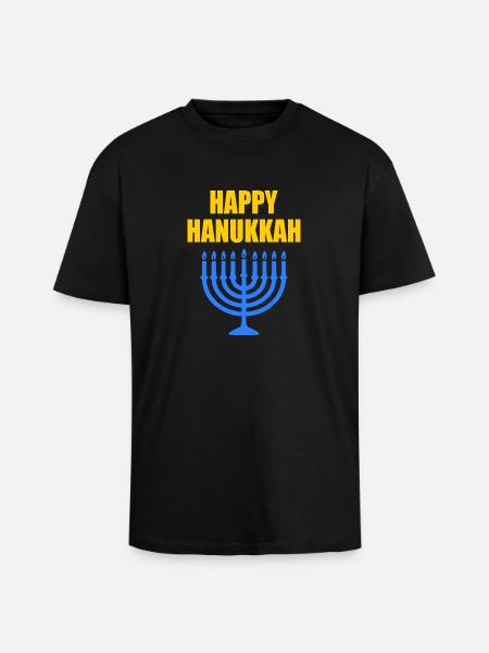 HAPPY HANUKKAH - Unisex Oversized Heavyweight T-shirt - black