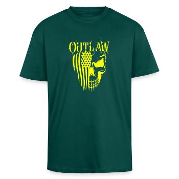 Crâne de hors-la-loi Gangs d’autoroutes Mort de motard - T-shirt unisexe oversize épais - hunter green - Devant - Alina (178cm) & Michal (187cm)