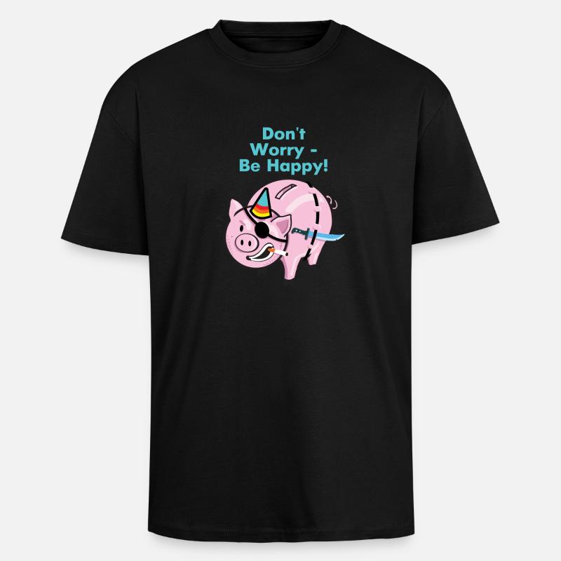 Cochon de pirate - T-shirt unisexe oversize épais - noir