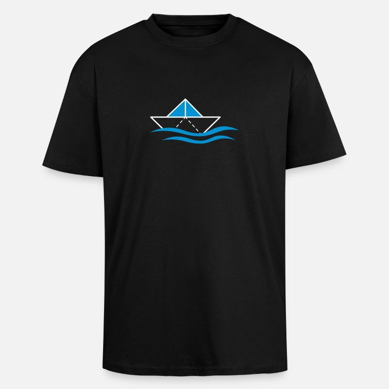 Papierschiffchen auf Wellen - Oversized Heavyweight Unisex T-Shirt - Schwarz