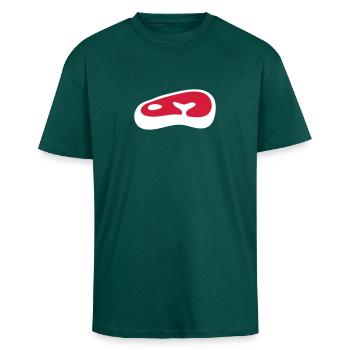 Steak - Oversized Heavyweight Unisex T-Shirt - hunter Green - Vorne - Alina (178cm) & Michal (187cm)
