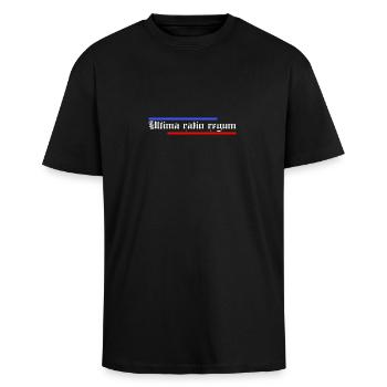 URR - T-shirt unisexe oversize épais - noir - Devant - Alina (178cm) & Michal (187cm)