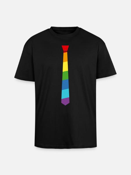 Arc-en-cravate - Drapeau - Drapeau - Gay Pride - T-shirt unisexe oversize épais - noir