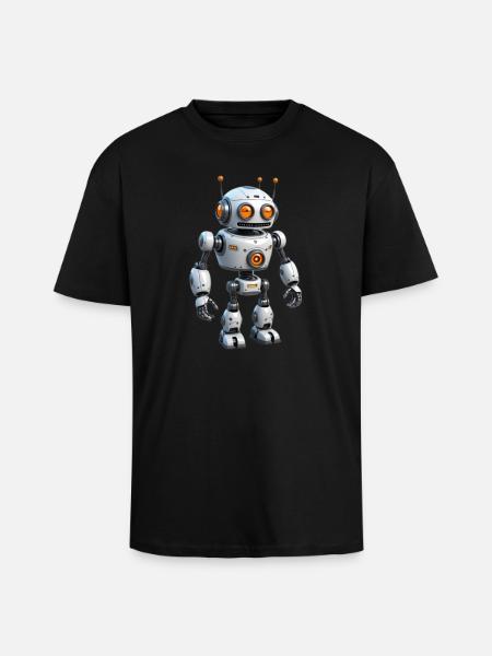Cartoon Robot - Unisex Oversized Heavyweight T-shirt - black