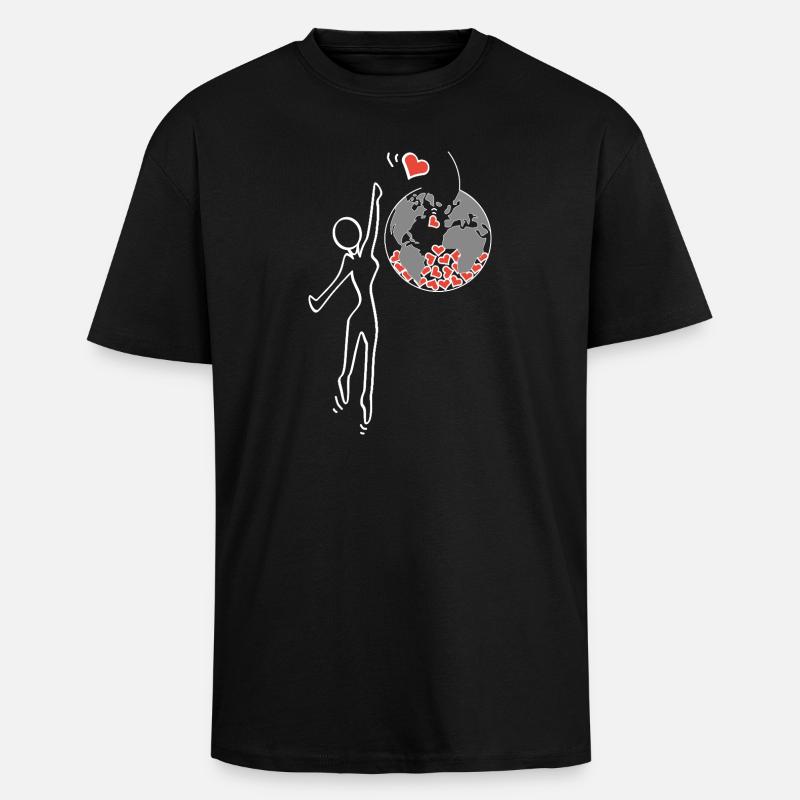 Gib Liebe - Oversized Heavyweight Unisex T-Shirt - Schwarz
