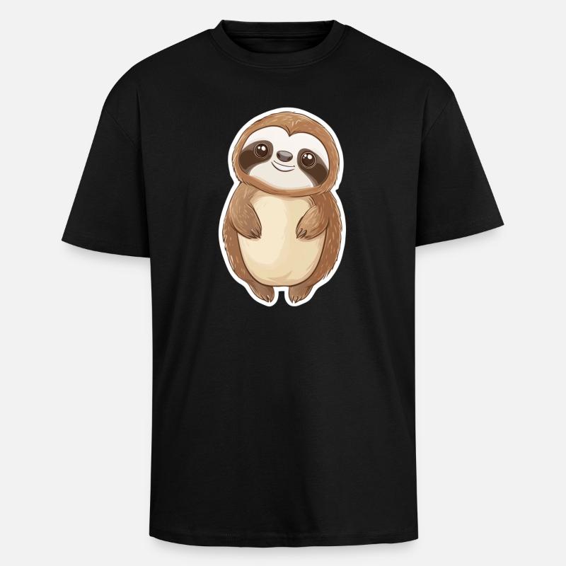 Faultier - Oversized Heavyweight Unisex T-Shirt - Schwarz