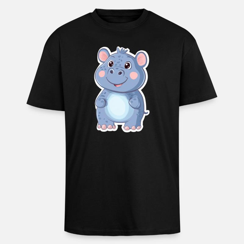 Nilpferd - Oversized Heavyweight Unisex T-Shirt - Schwarz