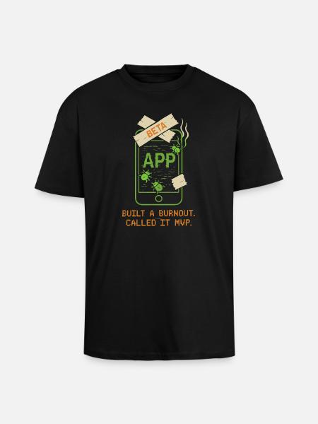 Startup Founder Survivor Burnout Recover - Unisex Oversized Heavyweight T-shirt - black