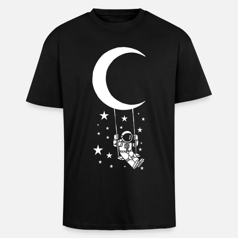 Astronaut on Lunar Swing - Unisex Oversized Heavyweight T-shirt - black