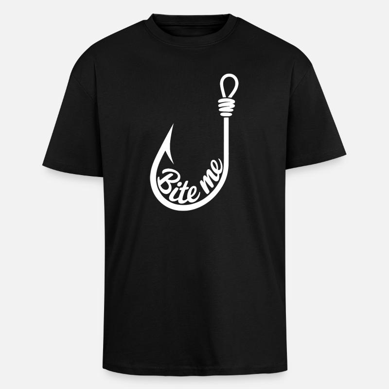Bite Me Lure Hook Design - Unisex Oversized Heavyweight T-shirt - black
