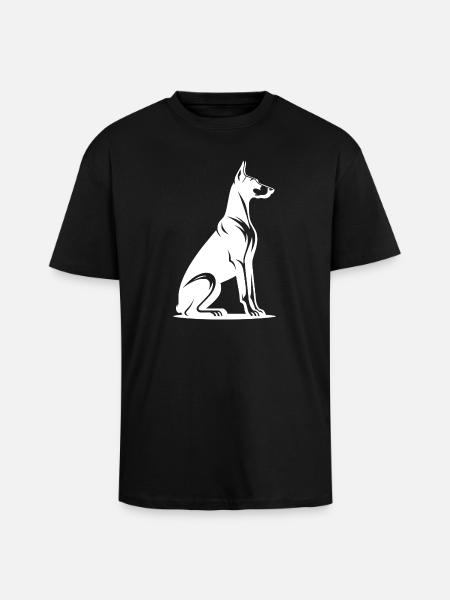 Loyal Doberman Guard Dog Silhouette - Unisex Oversized Heavyweight T-shirt - black