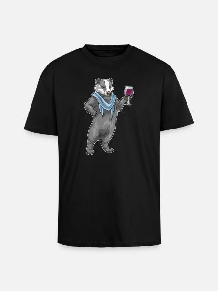 Dachs Rotwein - Oversized Heavyweight Unisex T-Shirt - Schwarz