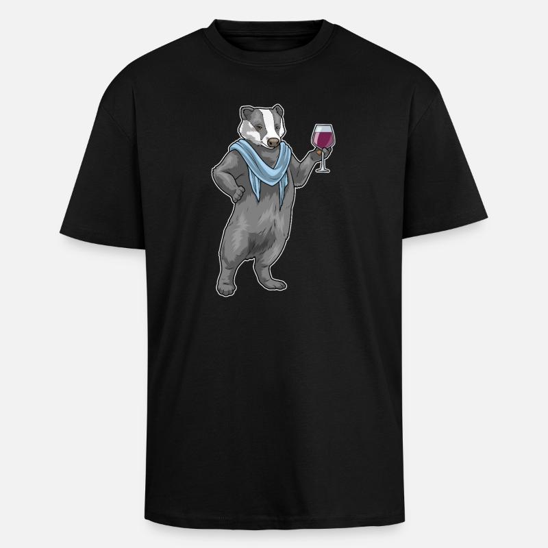 Dachs Rotwein - Oversized Heavyweight Unisex T-Shirt - Schwarz