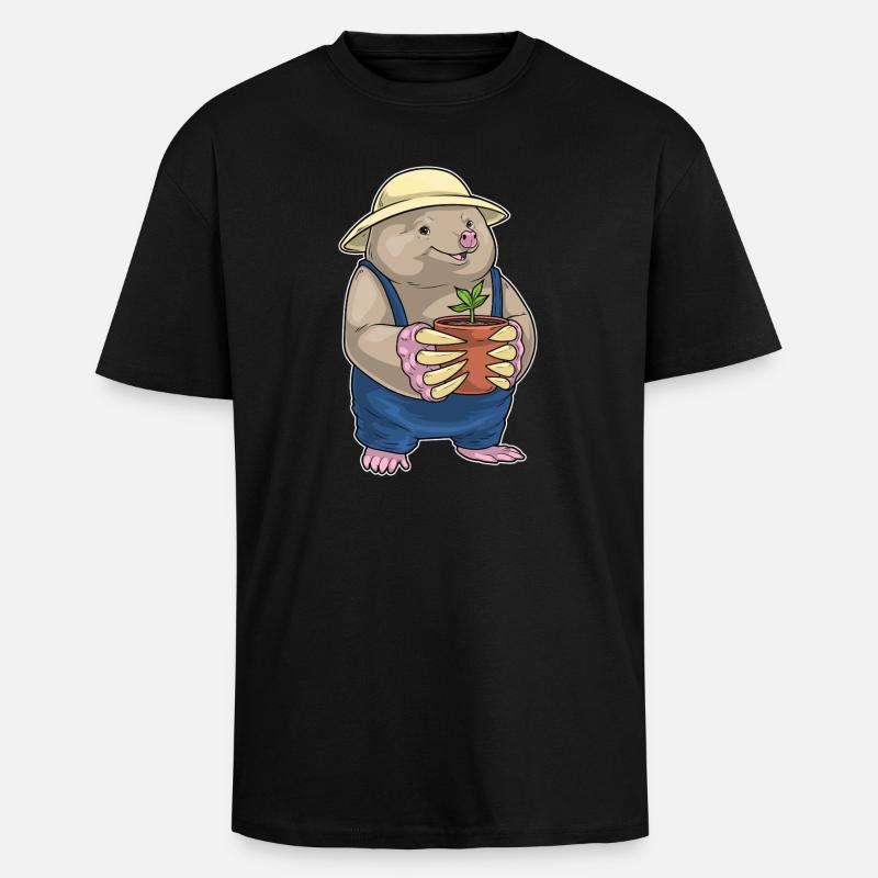 Maulwurf Gärtner Pflanze Garten - Oversized Heavyweight Unisex T-Shirt - Schwarz