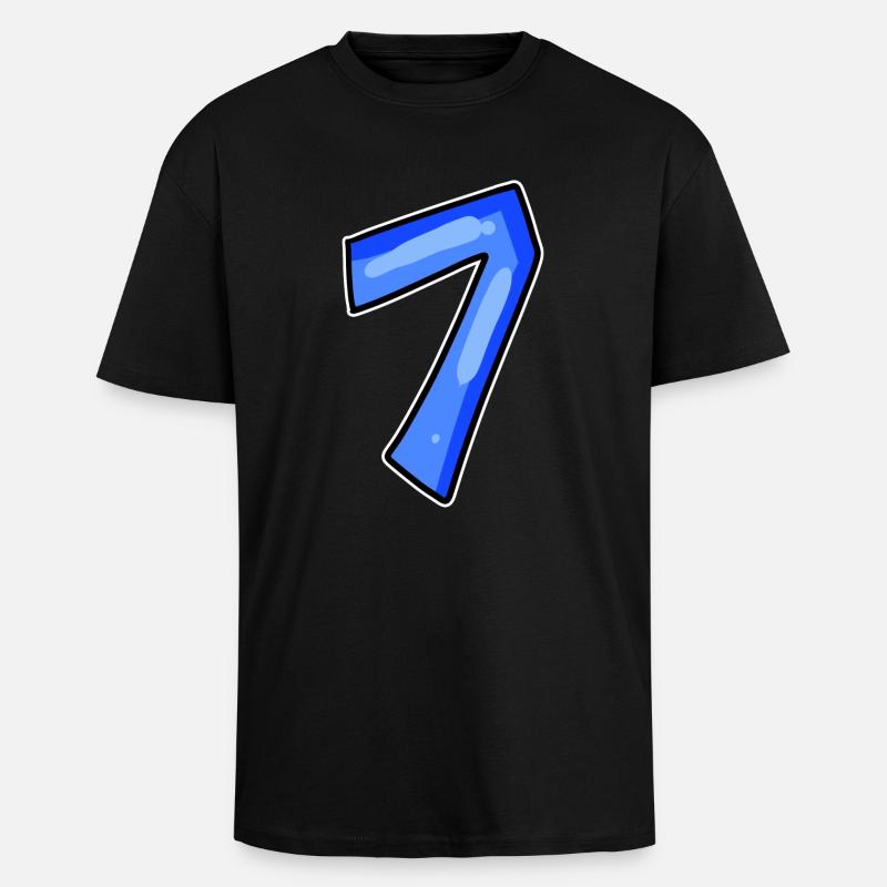 Numéro 7 Numéro - T-shirt unisexe oversize épais - noir