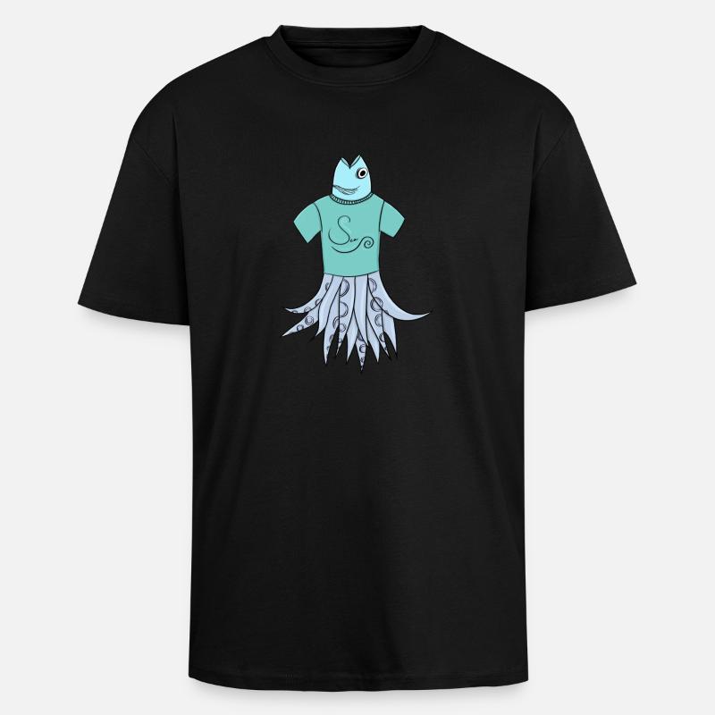 Fish T-shirt octopus - Unisex Oversized Heavyweight T-shirt - black