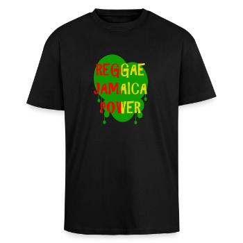 reggae jamaica power - Unisex Oversized Heavyweight T-shirt - black - Front - Alina (178cm) & Michal (187cm)