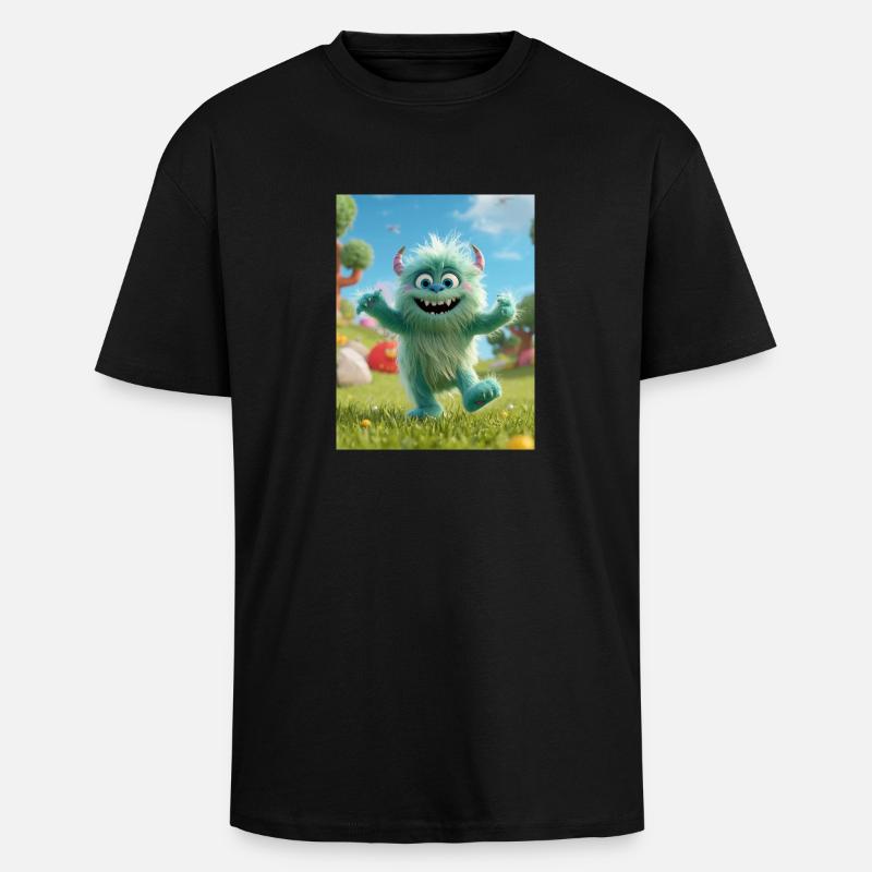 Fluzzle das süße Monster - Oversized Heavyweight Unisex T-Shirt - Schwarz