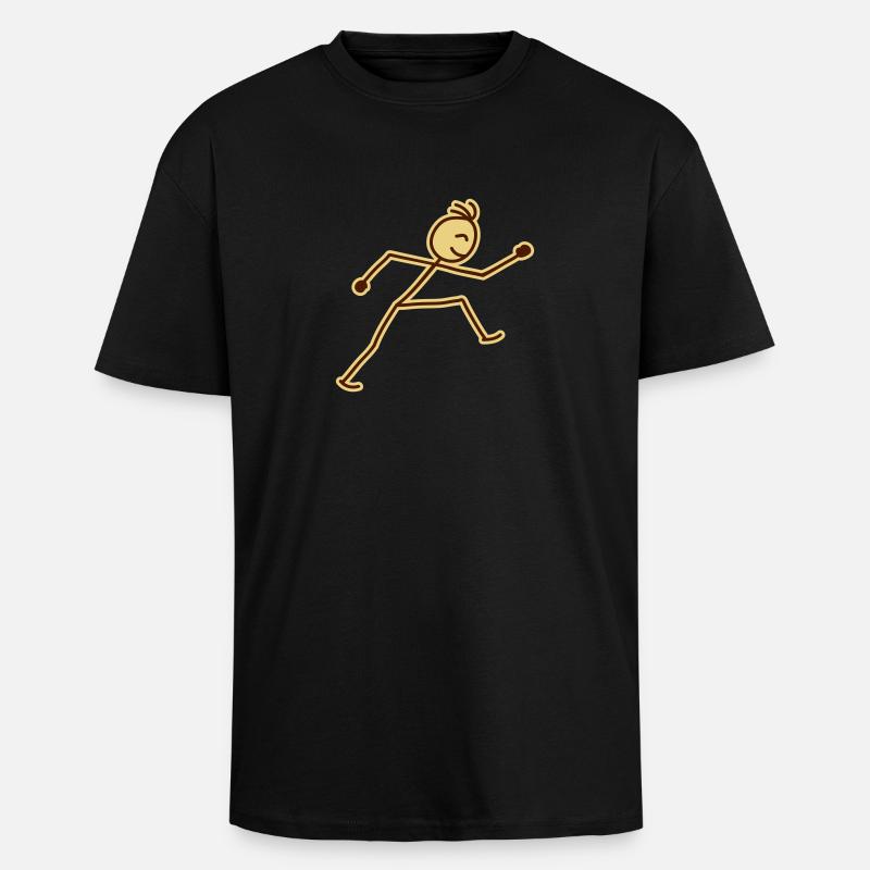 walking_stick_figure_2c - Oversized Heavyweight Unisex T-Shirt - Schwarz