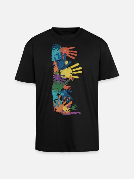 HANDS OF TOUCH - Unisex Oversized Heavyweight T-shirt - black