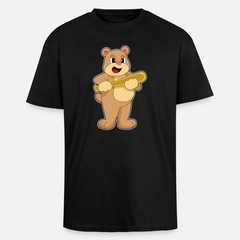 Batte de baseball Bear - T-shirt unisexe oversize épais - noir
