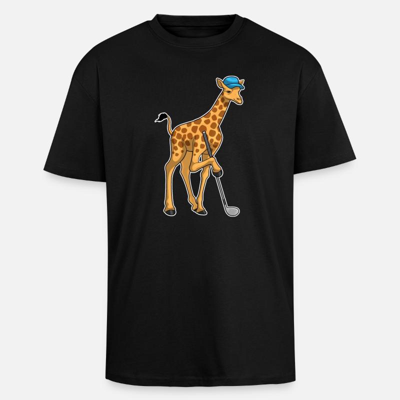 Giraffe Golf Golfschläger - Oversized Heavyweight Unisex T-Shirt - Schwarz