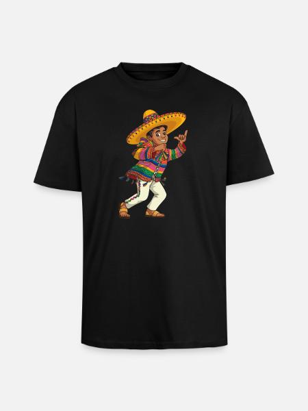 Bunter Sombrero Tanz Tradition Mexikanisch - Oversized Heavyweight Unisex T-Shirt - Schwarz