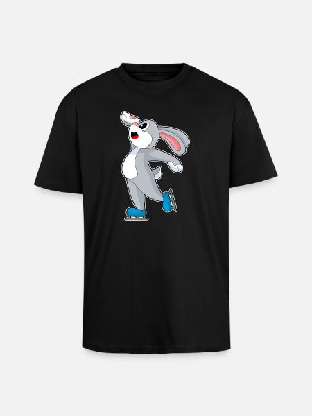 Hase Eislaufen Schlittschuhe Wintersport - Unisex Oversized Heavyweight T-shirt - black
