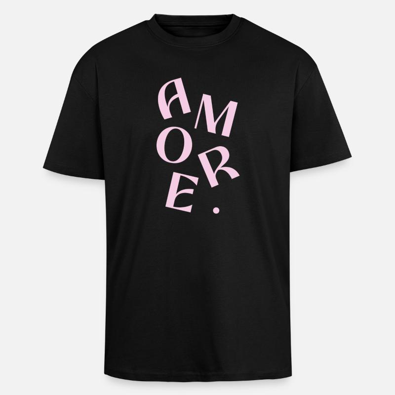 Pink Amore Text Design - Unisex Oversized Heavyweight T-shirt - black