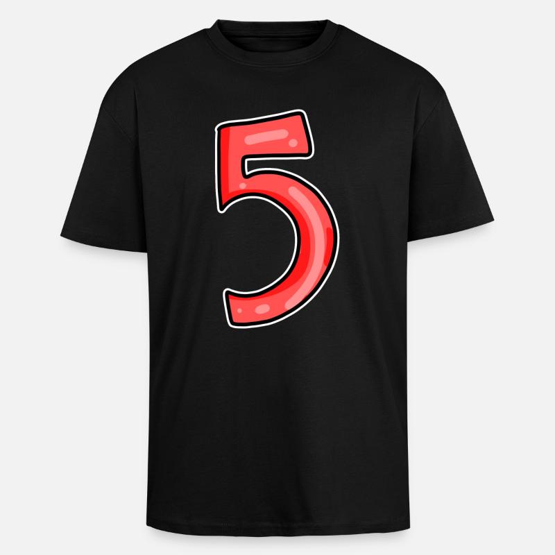 5 rot - Oversized Heavyweight Unisex T-Shirt - Schwarz