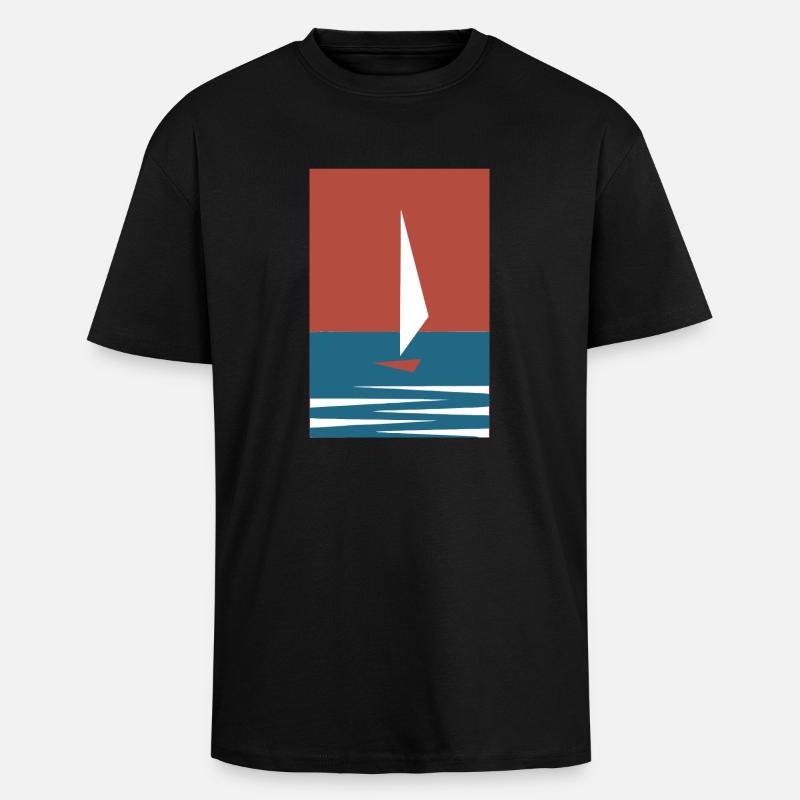 Sailboat (Simple Edition) - Unisex Oversized Heavyweight T-shirt - black