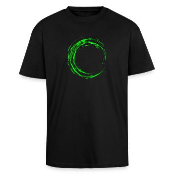 Kreis grün Bürste - Oversized Heavyweight Unisex T-Shirt - Schwarz - Vorne - Alina (178cm) & Michal (187cm)