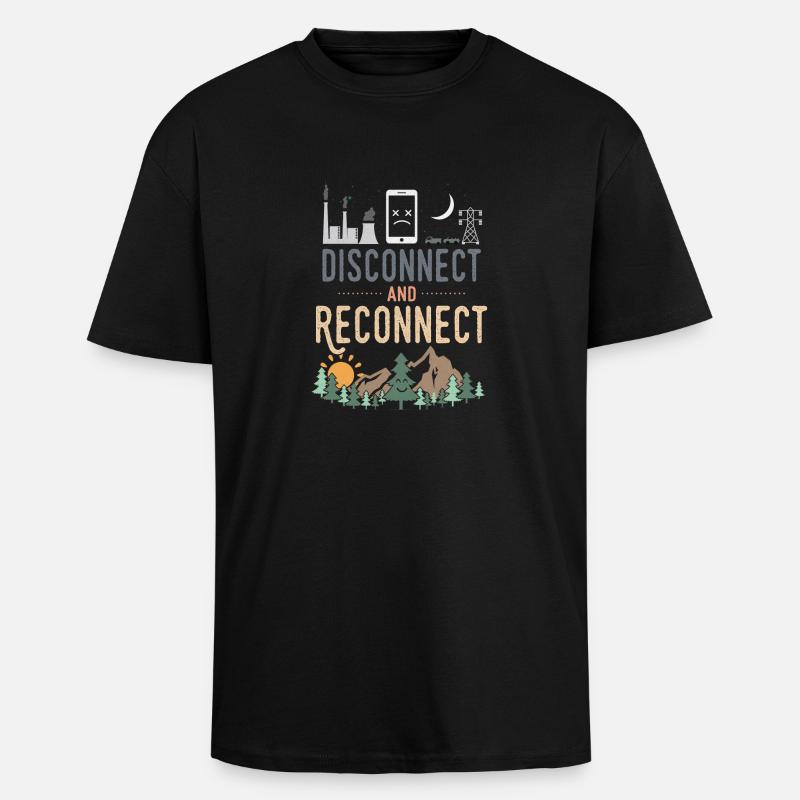 Disconnect And Reconnect - Unisex Oversized Heavyweight T-shirt - black