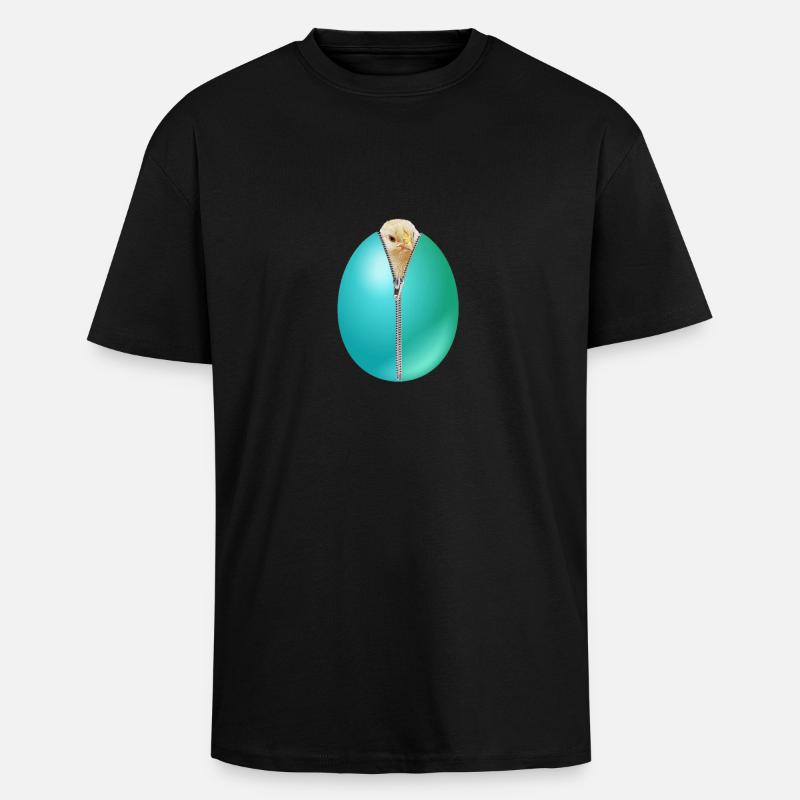 Chick Zip Easter Egg cadeau - T-shirt unisexe oversize épais - noir
