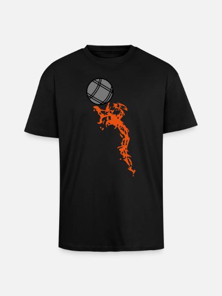 petanque ball flame Fire1 - Unisex Oversized Heavyweight T-shirt - black