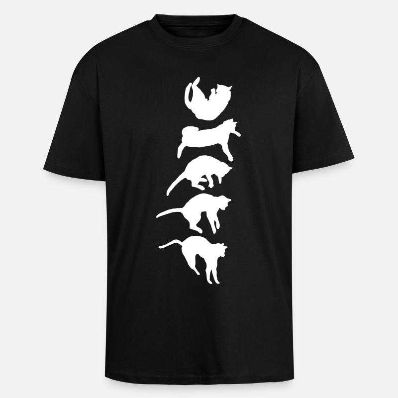 Aufrichtreflex der fallenden Katze - Oversized Heavyweight Unisex T-Shirt - Schwarz