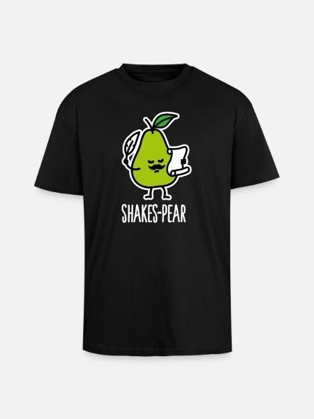 Shakes-Pear, Funny Shakespeare Pun Pear - Unisex Oversized Heavyweight T-shirt - black