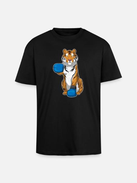 Tiger Boxer Boxing Gloves Boxing - Unisex Oversized Heavyweight T-shirt - black